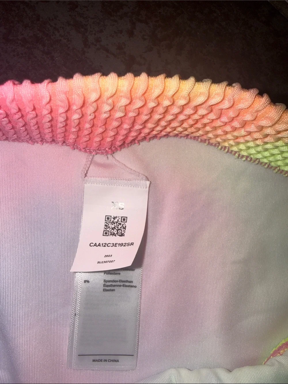 Cupshe Tie-Dye High Waist Bikini Bottoms - Neon Pink, Blue & Yellow - Picture 2 of 3